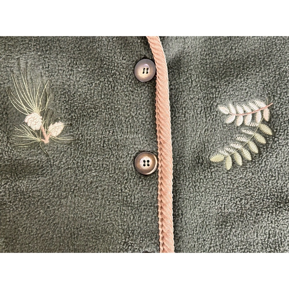 Christopher & Banks Fleece Jacket Women's L Green Embroidered Pine Tree Nature - Picture 3 of 6